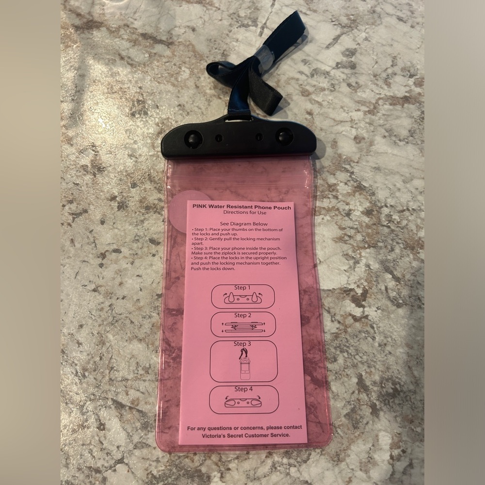 Victoria’s Secret PINK Lanyard Water resistant pouch, Clear Pink Logo New - Picture 3 of 8